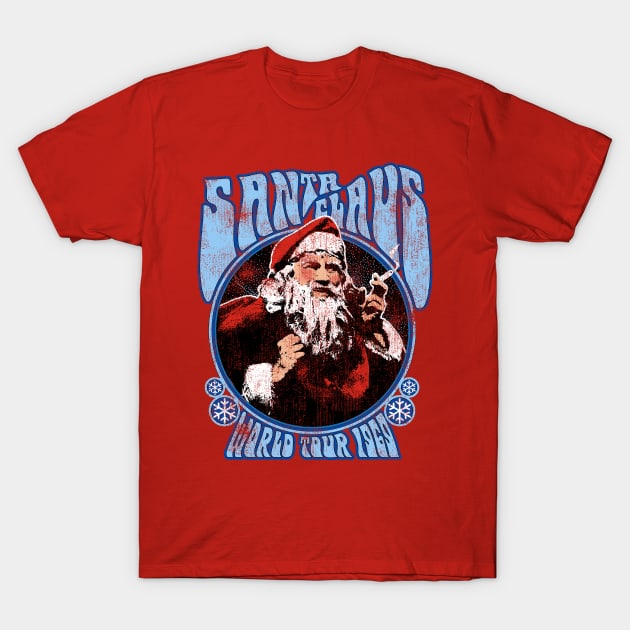 Smoking Santa Claus World Tour 1969 Vintage Woodstock Christmas Concert T-Shirt by DeadMonkeyShop